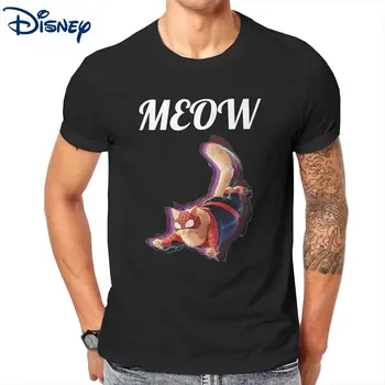 Gato Aranha Miguel Ohara homem-Aranha Homens Disney T-Shirts T-Shirt de Manga Curta Crewneck T-Shirt de Algodão Puro 4XL 5XL Roupas