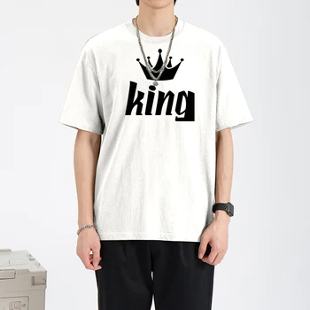 Verão T-shirt masculina Alfabeto de Algodão de Manga Curta 2023 Homens de Manga Curta Impresso T-Shirts Superior Camisetas Casuais Roupas de Streetwear