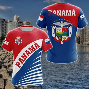 Panamá Bandeira & Brasão de Armas Tee Gráfico de Verão Casual Pullover dos Homens de Moda Solto T-shirts Meninos de grandes dimensões Tops de Manga Curta