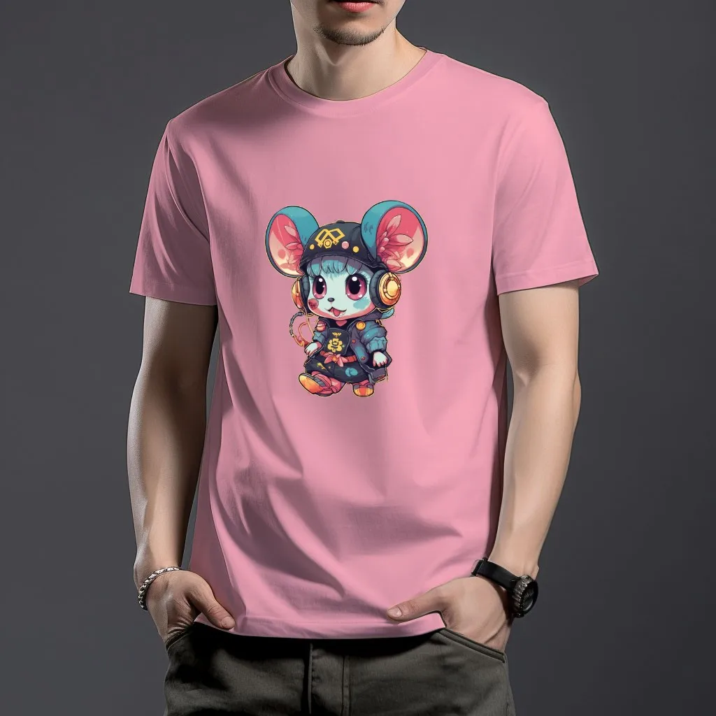 WSFEC S-4XL Gráfico T-Shirts de Verão de Manga Curta Casual, Esporte de Topo de Algodão Respirável Comfort Mouse Padrão Diy Personalizado Tshirt . ' - ' . 4