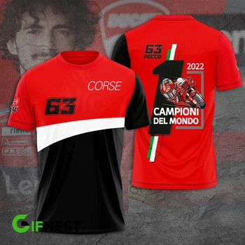Para Moto Racing Team Red Homens T-shirt de Verão, Moda Esporte Roupas infantis Tops Moto Francesco Bagnaia 63 Driver Camiseta