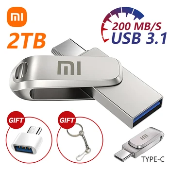 Xiaomi Mini Pen Drive USB de Memória USB Flash Drives de 2 tb 1 TB de 512GB TIPO C de Alta Velocidade Usb 3.0 Impermeável Pendrive U Disco Novo