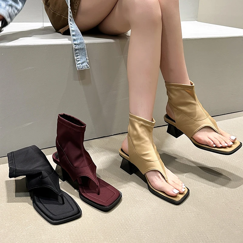 Womens Sandálias Botas De 2023 Senhoras Elegantes Botas Calçados Praça Do Dedo Do Pé De Fora Da Nova Flip-Flops Gladiador Sapatos Femininos Para Sandálias . ' - ' . 1