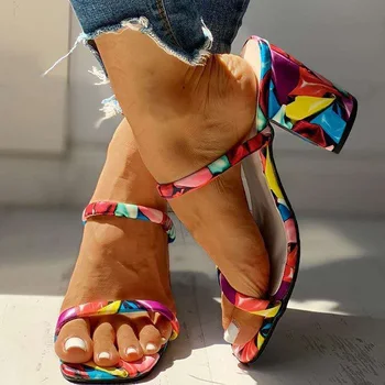 Verão Chinelos Mulheres Sandálias 2023 Moda Saltos Altos Mulheres Sapatos Mijei De Dedo Do Pé Quadrado Saltos Respirável Inferior Causal Sandálias
