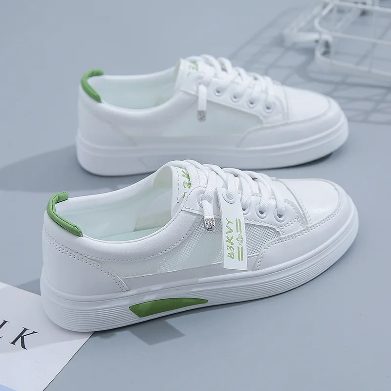 Malha Confortável Pouco e Sapatos Brancos, 2023 Verão de Novo o coreano Edição aluna Sola de Sapatos Casuais Respirável Sapatos femininos . ' - ' . 0