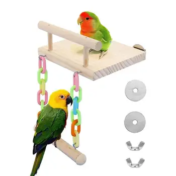 Papagaio Swing Papagaio Poleiro Plataforma De Madeira Do Brinquedo Jogar Academias Para O Bebê Lovebird Chinchila, Hamster Periquito