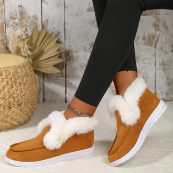 Inverno 2023 Mulheres Ankle Boots feminina Inverno Quente Luxuoso Botas de Neve de Sapatos de Camurça Mulheres antiderrapante Conforto Sapatos femininos