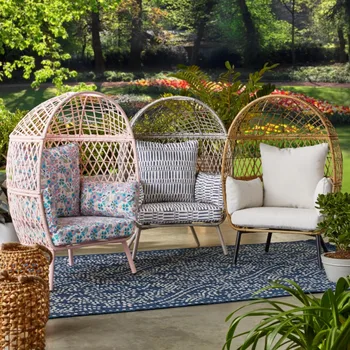 Better Homes & Gardens Garoto Ventura Vime ao ar livre Estacionário Ovo Cadeira com Creme de Almofadas, mobiliário de exterior