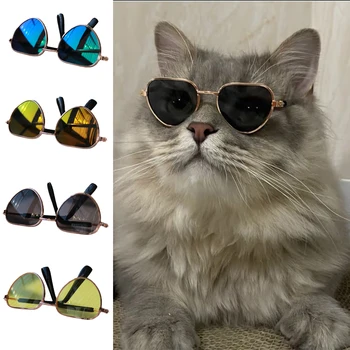 Decoração com fotos de Gato Cão Óculos de sol para Cães de Pequeno porte Gatto Gatinho Natal Headsome Cachorro de Óculos de mascotas accesorios para gato