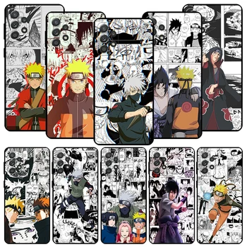 Anime N-Naruto Telefone Preto Case para Samsung Galaxy A53 A54 A52 A14 A13 A12 A34 A32 A33 A24 A23 A22 A04 A03S A02S A72 A73 Tampa