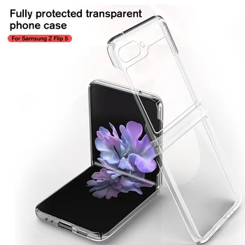 Original Acrílico Transparente de Atualização Anti-Amarelo Case para Samsung Galaxy Z Flip5 5G Capa Slim Fit Anti-knock Soft Shell Fundas