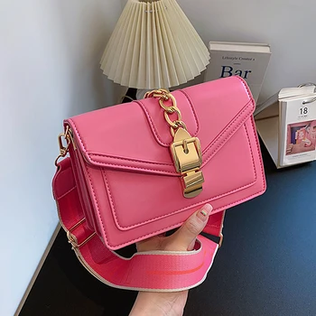 Bolsa de mão cor-de-rosa Luxo Meninas Saco Crossbody Para as Mulheres de Ombro Ajustável Bolsa, as Mulheres de Alta Qualidade PU de Couro Pequenos Sacos de Mensageiro