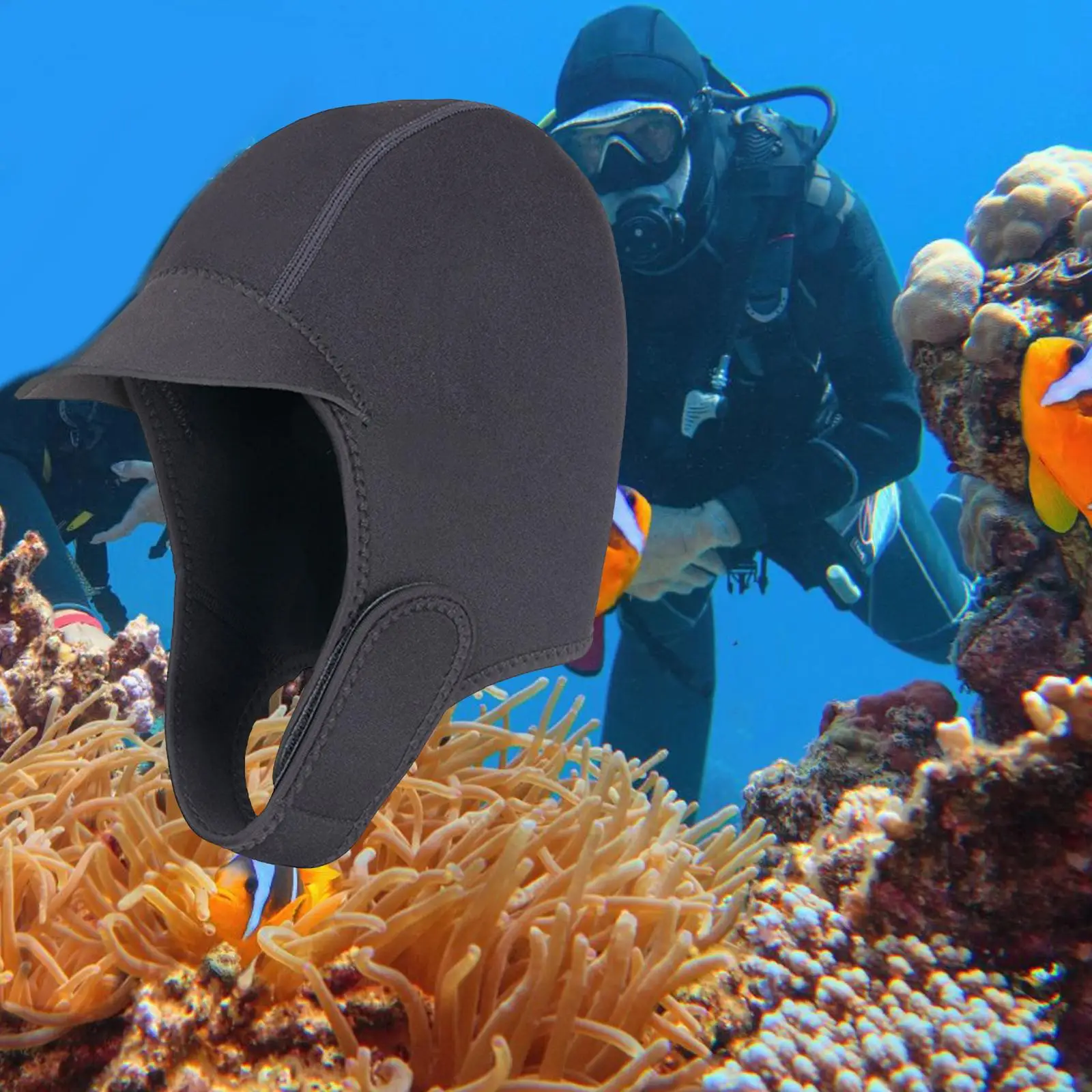 2mm roupa de neoprene capa, orelha de proteção, elástico de mergulho capa pac . ' - ' . 2