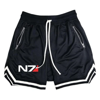 N7 Efeito de Massa Impressão de Logotipo de 2023 Nova de Verão, Shorts, masculina Casual Street Tendência de Calças de Ginástica Roupas de Moletom Estilo Praia
