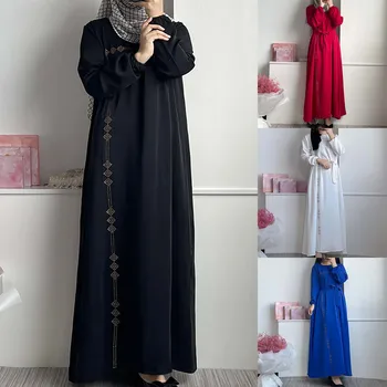 Muçulmano Meio de Dubai Hui Moda feminina Malaio Vestido Quente Diamante Manto de Vestir o Hijab Lenço Haitiano Vestido para as Mulheres, Meninas Lenço Hijab