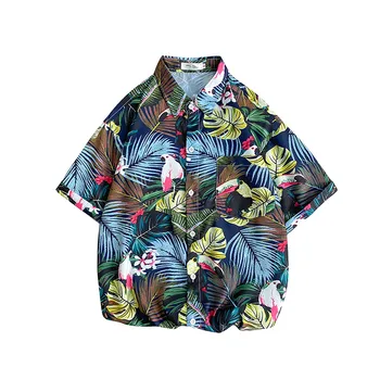 Havaí Praia Camisa Casal Camisa de Manga Curta Queda de Camisa de Impressos Digitais de Bolso da Lapela da Camisa de Linho, Camisas para Mulheres
