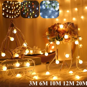 Decoração de natal Cereja Bola Seqüência de Luzes de Fadas Luz Enfeites de Árvore de Natal para a Casa Nova Ano De 2023 Navidad Festa de Casamento