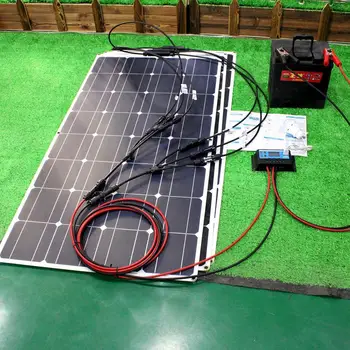 12v Flexível Painel Solar Kit de 100w 200w 300w Painéis Solares com Controlador Solar do Barco, Carro, RV e Carregador de Bateria
