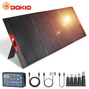 DOKIO 220W Pro 18V Portáteis do Painel Solar Kit Mono Crystal à prova d'água Dobrável Controlador para Bateria de 12v/CARAVANAS/Campismo/Home