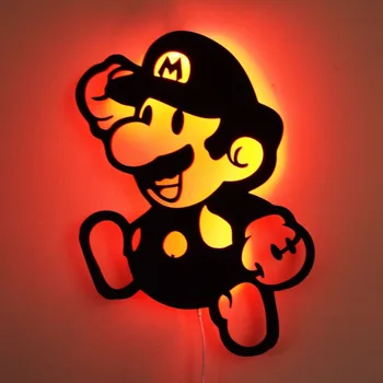 Cartoon Marios Bros 3D da Parede do DIODO emissor de Luz Super Marios Yoshis Noite de Luz Crianças Quarto de 16 Cores Remoto Decorativos de Parede Pendurado Luz