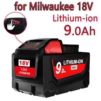 Novo 18650 bateria 18V 9Ah Bateria de Lítio,Para Milwaukee Ferramentas de Poder 48-11-1815 48-11-1850 Substituição de 18V Li-ion