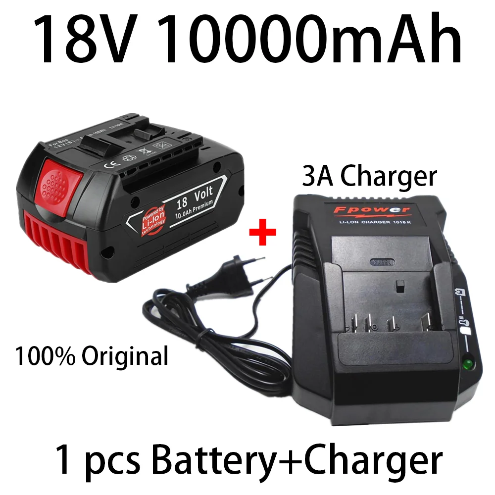 18V 10ah bateria Recarregável de iões de Lítio de Bateria Para Bosch berbequim BAT609 BAT609G BAT618 Carregador 10000mAh Bateria Recarregável . ' - ' . 4