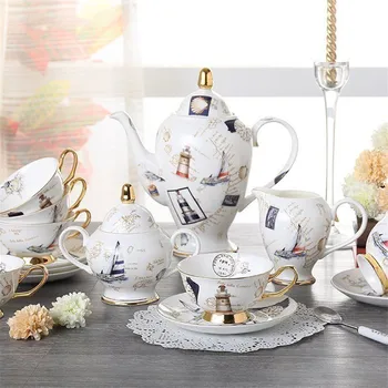 osso china conjunto de café porcelana britânica conjunto chá cerâmica pote creme açúcar tigela chá bule caneca, xícara de café