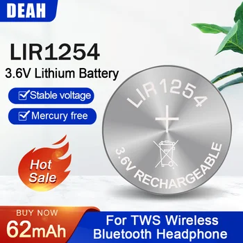 2-5PCS LIR1254 1254 3,6 V 62mAh Bateria Recarregável de Lítio Para o TWS sem Fio Bluetooth Fone de ouvido Li ion Botão de Célula tipo Moeda
