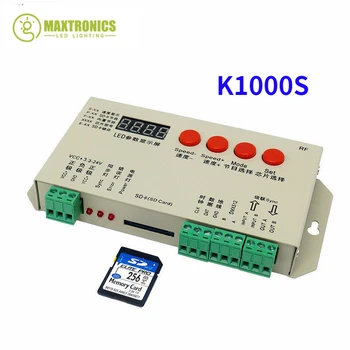 K1000S (T1000S Atualizada) DC5V-24V SPI do Pixel do DIODO emissor de luz RGB Controlador de Cartão SD Para o IC WS2812 WS2811 WS2815 1903 DMX512 LED Light Strip