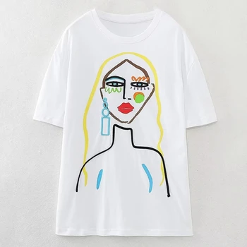Maxdutti Britânico De Moda High Street Verão T-Shirt Meninas Impresso Em Torno Do Pescoço T-Shirt De Algodão Casual Tops