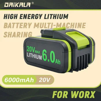 PARA a WORX 20V 20 volts da bateria 6000mAh elétrico, chave elétrica serra circular bateria de lítio compatível WA3551 WA3553.1series