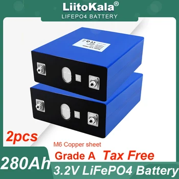 2pcs LiitoKala 3.2 V 280AH LiFePO4 bateria do ferro do Lítio phospha para 12V 24V E-scooter RV armazenamento de Energia Solar, sistema de Um Grau