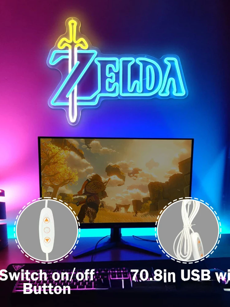 2023 Bíblia de Néon Luzes de Lâmpadas de LED para a Sala de Jogos Luminosa Lampara Criativo Lâmpada Legend of Zelda Modelagem de Decoração Maison Decoração . ' - ' . 2