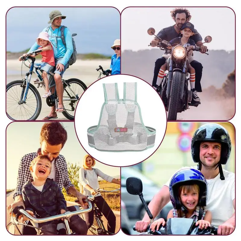 Universal Motocicleta Criança, Cinto De Segurança De Malha Respirável Alças De Ombro Assento Arnês Ajustável Criança Design Reflexivo . ' - ' . 3