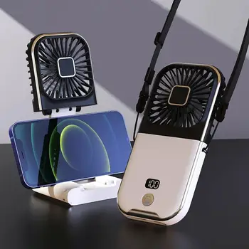 Handheld portátil de Bolso Fã de 3000mAh Recarregável USB Pendurada no Pescoço, Ventilador sem Fio Mini Folding Acessível, Pequena Ventilador Elétrico