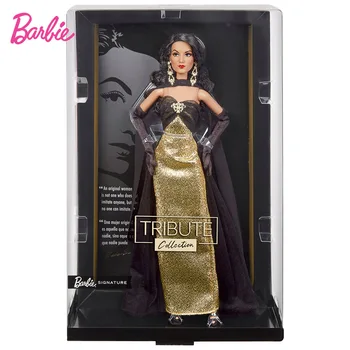 Original Barbie Boneca de Colecionador María Félix, em Cintilante de Ouro, Vestido de Barbie Coleta de Assinatura Figuras de Brinquedos para Meninas de Presente