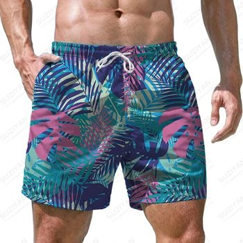 Verão homens praia do coqueiro impressos em 3d shorts Havaiano de praia casual calças dos homens de tamanho grande, de secagem rápida e shorts