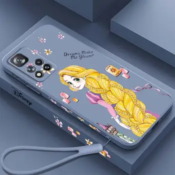 Princesa Rapunzel da Disney Menina Caso De Telefone Xiaomi Redmi Nota 12 12S Turbo 11 11T 11 10 10 9 8 8 5G Líquido Esquerda Cobertura do cabo