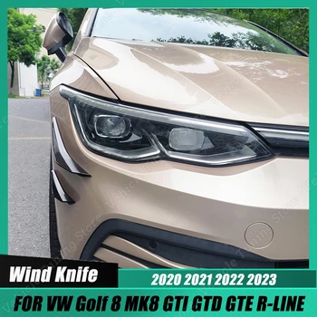 Para VW Golf 8 MK8 GTI GTD GTE R-LINHA do pára-choque Dianteiro do Lado do Vento Faca Spoiler Divisor de Body Kit Difusor de Lâmina de Ar de Adesivo 2020-2023