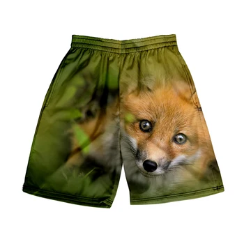 Fox Calções de Praia os Homens e mulheres de roupas 3D impressão digital shorts ocasionais de tendência da Moda par de Calças