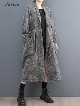 manga longa de grandes dimensões vintage casual solta longo primavera outono trench coat para as mulheres 2023 roupas de Agasalho