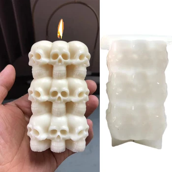 Halloween Crânio de Silicone Vela do Molde 3D Torre de Crânio, Coluna de Gesso Artesanato Cristal de Resina de Sabão Molud Festa Decoração Presente