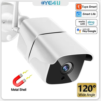 Tuya Bala Camera IP Exterior De 120° de Ângulo Amplo de 1080P Câmeras de Segurança wi-Fi de Casa Inteligente Detecção de Movimento do Escudo do Metal Webcam Alexa