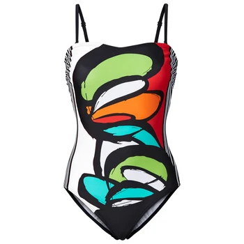 1piece Festa na Piscina de Banhos de Biquíni com bojo Moda de Impressão Presentes Traje Macio Mulheres de Maiô Alças Reguláveis Beachwear Push-Up