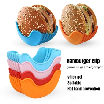Contacte-livre Hambúrguer de Alimentos Clipe Fixo Shell Sanduíche de Hambúrguer de Silicone Rack Titular para o Agregado familiar lavável Cozinha Parte Conveniente