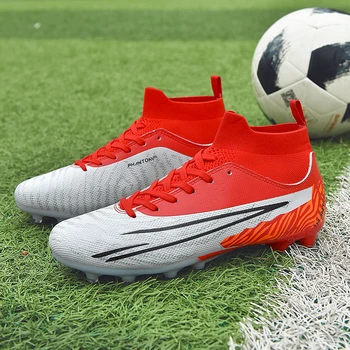 Unisex Futebol Sapatos Para Homens E Mulheres FG Botas de Futebol de Longo Picos de Sola de Tênis Homens Sapatos de Desporto