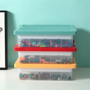 Caixa de Armazenamento de Caixa de Armazenamento Conveniente Brinquedos para as Crianças Parte de um Compartimento Com Tampa de Bloco de Construção de Armazenamento Transparente da Caixa de Armazenamento