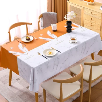 Tabela de pano impermeável, resistente a óleo, lavagem livre, e escalde PVC resistente a toalha de mesa retangular para mesa de jantar mesa de café